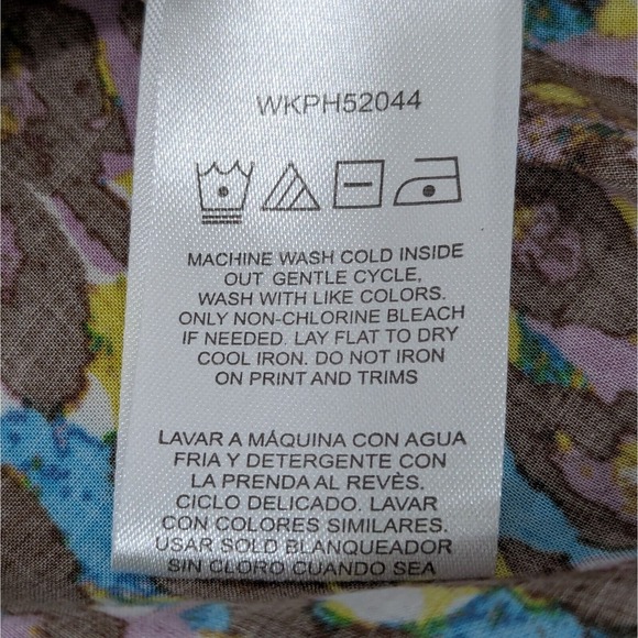 Rock 47 Wrangler Western Shirt Pink Rhinestone Snap Brown Turquoise Size Large - Picture 10 of 10